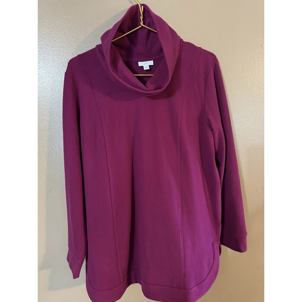J.jill Cowl-Neck Tunic Sweatshirt Pink Fuchsia Women's Sz M Long-Sleeve Pullover